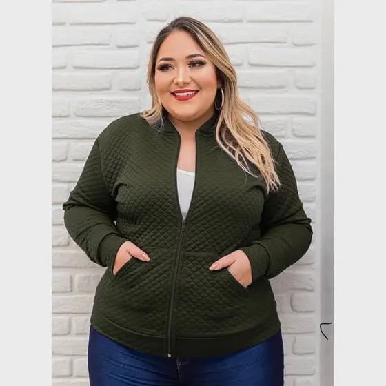 jaqueta bomber plus size casaco blusa feminina com zíper inverno