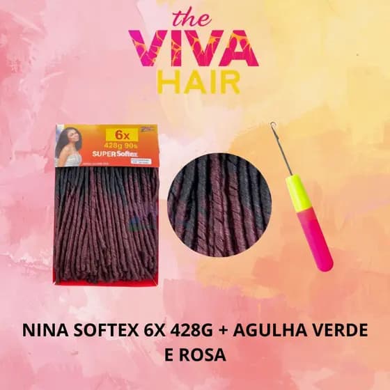 NINA SOFTEX 6X 428G + AGULHA DE CROCHET COM GANCHO VERDE E ROSA