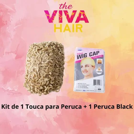 Kit de 1 Touca para Peruca + 1 Peruca Black