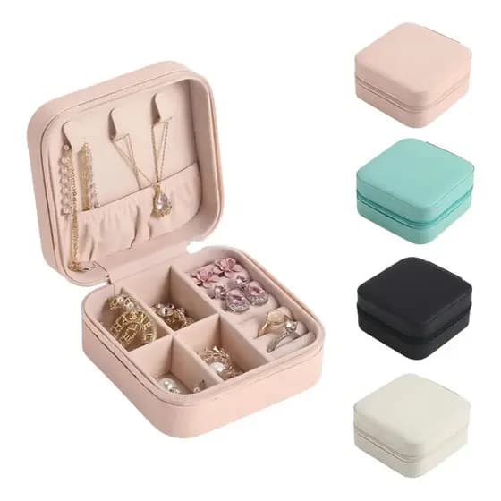Kit 4 Porta Joias Portatil Mini Com Ziper com  4 cores