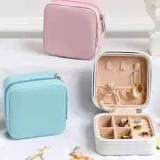 Kit 2 Porta Joias Portatil Mini Com Ziper - Cores Variadas