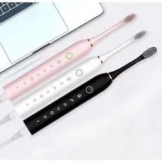 Escova De Dentes Elétrica Sônica Recarregável Usb 4 Cabeças Branco Rosa Preto