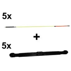 Kit 05 Ponteira Inteligente Dedo Duro Para Vara Telescópica Pesca Tilápia Cor Amarelo com Laranja + 05 Enrolador de Linha