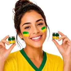 Kit 2 Tinta Facial Verde E Amarelo Copa Do Mundo Não Tóxica