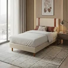 Cama Box de Solteiro 2 em 1 Base e Cabeceira Estofada no Sued Quarto Minimalista