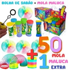 25 Bolhas de Sabão + 25 Molas Malucas + 1 Mola Extra - Lembrancinha Infantil com ENVIO IMEDIATO