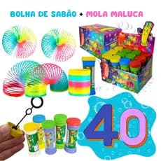 20 Bolha de Sabão + 20 Mola Maluca Festa Lembrancinha Infantil