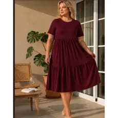 vestido plus 3 maria manga com babado embaixo suplex G GG G1 G2 44/46/48/50/52