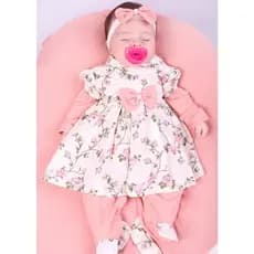 Saida de Maternidade Menina Floral Nude 04 peças Mimo Rose 12