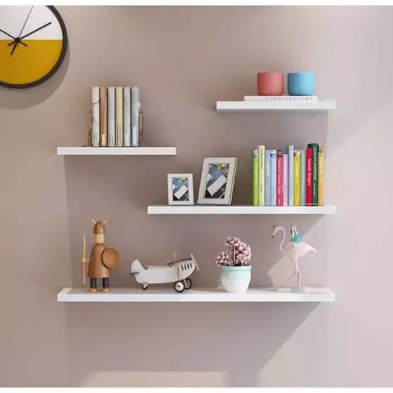 Kit 4 Prateleiras reta 20/30/40/50 nicho Mdf Branco Suporte decoração sala quarto banheiro escritório Prateleiras reta
