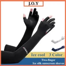 J.O.Y1pair Ciclismo Proteção UV Manga De Braço De Seda Com Luvas Antiderrapantes Respirável Capa Absorvente De Suor Protetor Solar # 012
