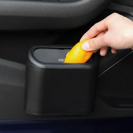 Lixeira Para Veículos Carro Caminhão Onibus Portátil  Preta com Tampa