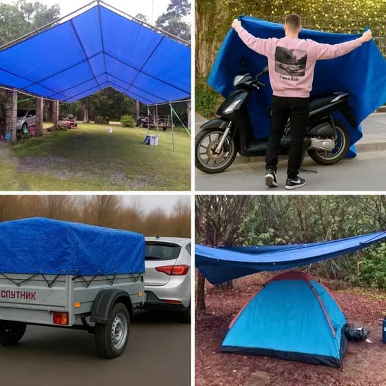 Lona Cobertura Rápida E Proteção  Azul Multiuso 2x3 M Em Uso Externo Alta Resistencia