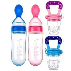 Kit Porta Frutas + Colher de Silicone com Dosador BPA Free