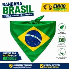 Bandeira do Brasil Triangular Bandana de Cetim Lenço Feminino Multiuso Copa 2026