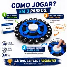 Jogo de Respostas Rápidas do Alfabeto Maluco Stop Tabuleiro Interativo