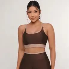 Conjunto Bicolor de Academia Feminino Fitness Calça Legging e Top com Bojo Removível Roupa de Treino