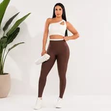 Conjunto de calça legging + Top gota fitness academia roupa treino crossfit malhar bojo removível