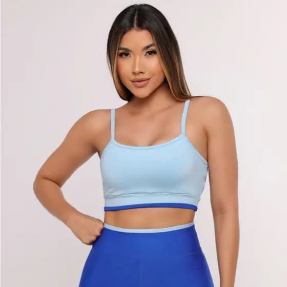 Conjunto Feminino Academia Top e Legging Cós alto Zero transparência roupa de treino bojo removível