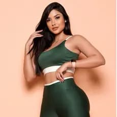 Conjunto Bicolor Academia Roupa Fitness Feminina Calça Legging e Top Cropped Com Bojo Removível