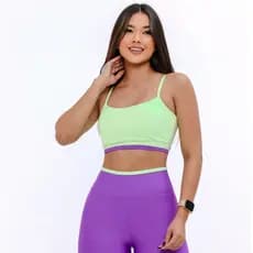Conjunto Isis Top e calça legging bojo removível fitness roupa de academia feminino cintura alta zero transparência
