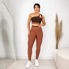 Conjunto Calça Legging e Top Moda Fitness Roupa de Academia Feminino Malhar Bojo Crossfit Treino