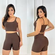 Conjunto short e top zero transparência roupa de academia feminina fitness bojo removível bermuda cropped feminino