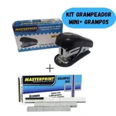 Kit Grampeador Mini + 5.000 Grampos Galvanizados 26/6 Escritório Escolar MASTERPRINT
