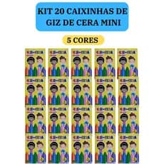 20 cx Mini Giz de Cera 5 Cores P/ Kit Festa Lembrancinha Artesanato Infantil