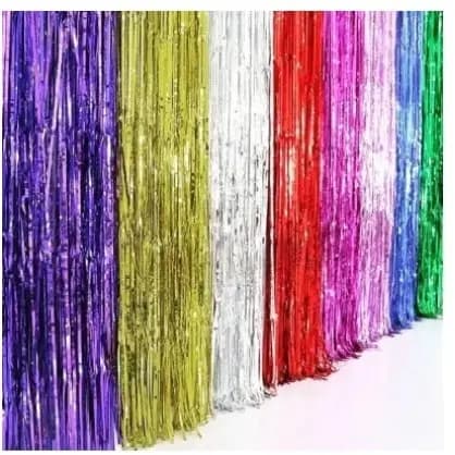 Cortina Metalizado para Festa 1mx2m Painel Decoração Fita Metalizada Várias Cores