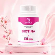 Biotina 60 Cápsulas 500mg Vitamina C Ácido Hialurônico Suplemento Cabelo Pele Unhas Sarina Labs