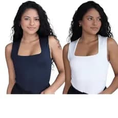 kit 2 body femenino,suplex,alça grossa ombros a mostra,para uso basico/casual,com forro,gola quadrada,modelador.