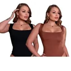 kit com 2 BODY FEMENINO,decote quadrado, confeccionado em suplex de alta qualidade, tecido macio com excelente caimento.