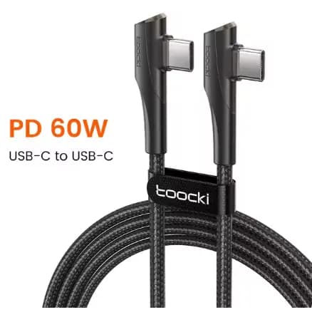 Cabo USB-C 90 Graus, carregamento super rápido 100W 5a.