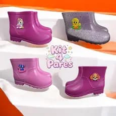 Kit 4 Pares Infantil Menina Galocha Premium Sandália Babuche Confortável Promoção Rosa Patrulha