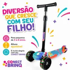 Patinete Infantil 3 Rodas com Luz LED, Dobrável e Seguro, Scooter para Crianças, Leve e Resistente