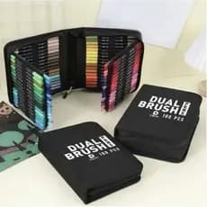 Kit 36/48/60/72/80/100/120 Cores Caneta 2em1 Brush Lettering e Ponta Fina Dual Pen Canetinha Colorir DesenhoBEAUTYBEAUTY