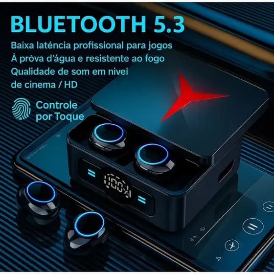 Fone Sem Fio Bluetooth 5.3 Gamer Estéreo Touch Case M90 Pro SP10-BEAUTY