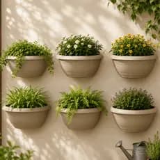 6 Vasos para Plantas Decoração Casa 1,7 Litros Meia Lua Parede