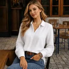 Camisa Feminina Branca Manga Longa Social