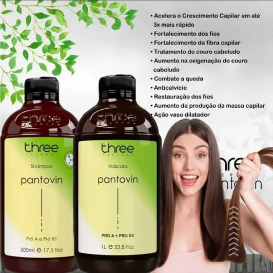 Shampoo e Máscara Pantovin Three Therapy -Crescimento Capilar, Força e Antiqueda
