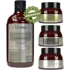 Kit Pantovin Cronograma Organic Clay Shampoc500ml + Argilas Branca/Verde/Preta 250g Three Therapy