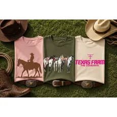 Kit 3 T-Shirt Feminina Texas Country Tendência Varias Cores Algodão Lindas Cavalo Boiadeira