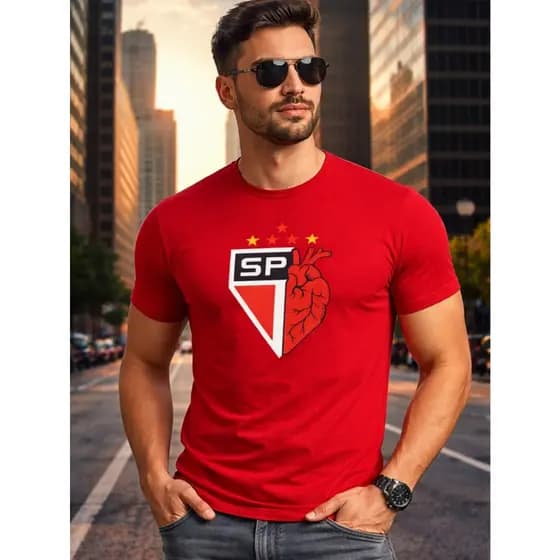 Camiseta São Paulo  – Camisa Torcedor Estampada Streetwear Futebol Masculina