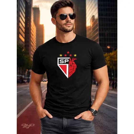 Camiseta São Paulo Unissex  Blusa Coração Streetwear Algodão Premium