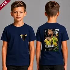 Camiseta Neymar Jr Copa do Mundo Infantil Criança Infantil Juvenil Brasil Top 100% Algodão Varias Cores