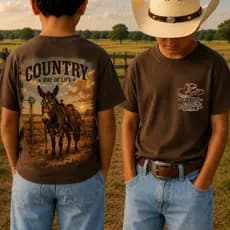 Camiseta Country Muladeiro Roça Infantil Criança Infantil Juvenil Top 100% Algodão Varias Cores