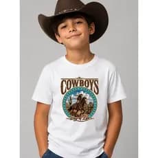 Camiseta Infantil Moda Country Cowboys Blusa Rodeo Roça Cavalgada Vaquejada Cavalo Varias Cores