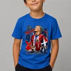 Tshirt Camiseta Infantil Juvenil  Blusa Haaland Jogador Futebol Algodão Varias Cores