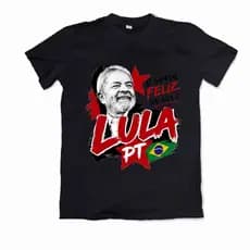 Camiseta Camisa Politica Lula pt Brasil Feliz De Novo Blusa Unissex Lançamento Algodão